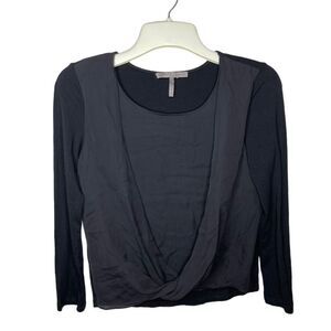 Halston Heritage Silk Trim Top Black